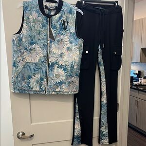 Matching Vest/ Stylish Black Joggers with Cargo Pockets (Valabases)